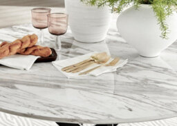 Furniturebox Uk Novara White Marble Black Leg 120Cm Round Dining Table & 6 Navy Velvet Milan Black Leg Chairs - thumbnail 5