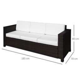 Wyld Haus Sediri Brown 3-Seater Rattan Outdoor Sofa With Cream Cushions, Galvanised Metal Frame - thumbnail 3