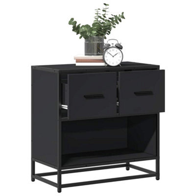 Berkfield Bedside Cabinet Black 60X31X60 Cm Engineered Wood And Metal - image 1