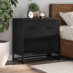Berkfield Bedside Cabinet Black 60X31X60 Cm Engineered Wood And Metal - thumbnail 4
