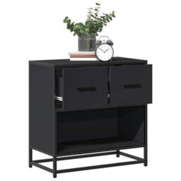 Berkfield Bedside Cabinet Black 60X31X60 Cm Engineered Wood And Metal - thumbnail 1