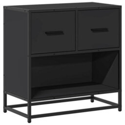Berkfield Bedside Cabinet Black 60X31X60 Cm Engineered Wood And Metal - thumbnail 2