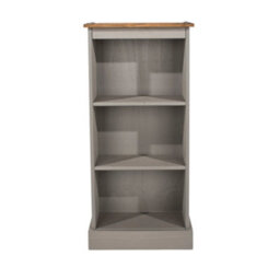 Core Products Premium Corona Grey Wax Narrow Bookcase With Antique Wax Top H103.6Cm X W46.0Cm X D20.0Cm - thumbnail 2