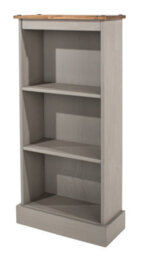 Core Products Premium Corona Grey Wax Narrow Bookcase With Antique Wax Top H103.6Cm X W46.0Cm X D20.0Cm