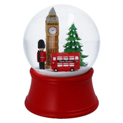 Gisela Graham Christmas Musical London Scene Snow Globe - 14.5 X 10 Cm, Red Base, Musical Festive Decoration