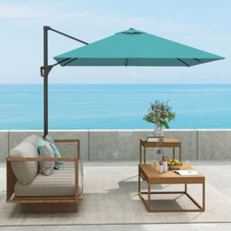 Outsunny Square Cantilever Roma Parasol 360 Degree Rotation Hand Crank, Blue - thumbnail 9