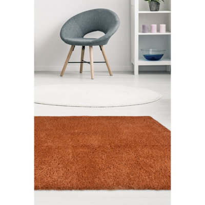 Melrose Super Soft Venus Shaggy Snuggly Orange Area Living Room Rug 120/170Cm - image 1