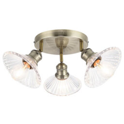 Cosylyte Milan Bathroom 3 Light Modern Ribbed Glass Spotlight - Antique Brass - thumbnail 3