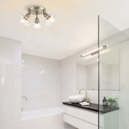 Cosylyte Milan Bathroom 3 Light Modern Ribbed Glass Spotlight - Antique Brass - thumbnail 2