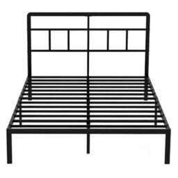 Levede Double Bed Frame Metal Platform With Headboard Heavy Duty 4.5Ft Black - thumbnail 3