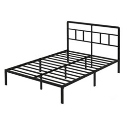 Levede Double Bed Frame Metal Platform With Headboard Heavy Duty 4.5Ft Black - thumbnail 2