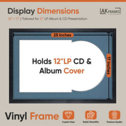 "AK Frames 25X17"" Black Classic Vinyl Record Frame With Pompadour Mount For 12 Inch Lp Cover & Disc - Overlapped Design" - thumbnail 2