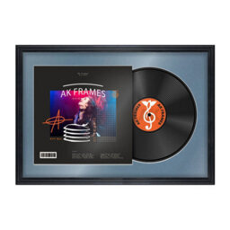 "AK Frames 25X17"" Black Classic Vinyl Record Frame With Pompadour Mount For 12 Inch Lp Cover & Disc - Overlapped Design"