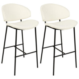 Beliani Set Of 2 Bar Chairs Kiana Light Beige - thumbnail 1