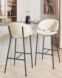 Beliani Set Of 2 Bar Chairs Kiana Light Beige - thumbnail 2