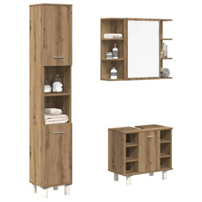 Berkfield 3 Piece Bathroom Furniture Set Artisan Oak Engineered Wood - image 1