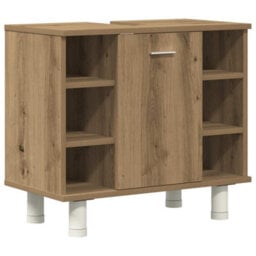Berkfield 3 Piece Bathroom Furniture Set Artisan Oak Engineered Wood - thumbnail 7