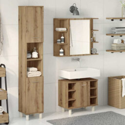 Berkfield 3 Piece Bathroom Furniture Set Artisan Oak Engineered Wood - thumbnail 3