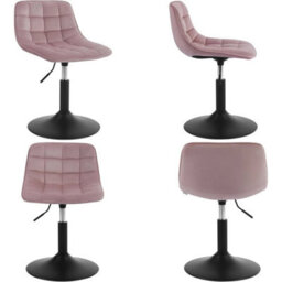 Woltu Dressing Table Chair Height Adjustable Chenille/velvet Vanity Chair Pink-Velvet - thumbnail 3