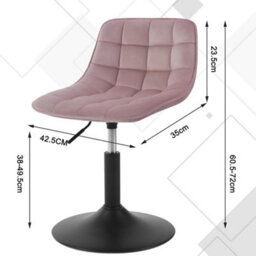 Woltu Dressing Table Chair Height Adjustable Chenille/velvet Vanity Chair Pink-Velvet - thumbnail 2