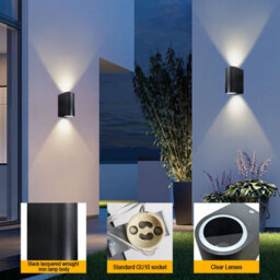 Komore Outdoor Up And  Down Wall Light Black Ip44 - thumbnail 6
