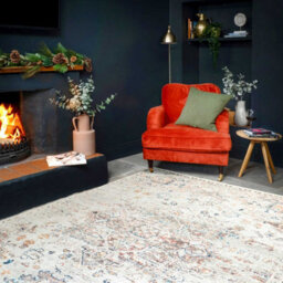 Loomed Distressed Beige Multicolour Persian Style Washable Non Slip Rug 120X170Cm - thumbnail 2