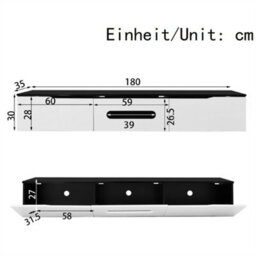 Abrihome Modern Tv Stand 180Cm With Led Lights, Floating High-Gloss Black & White Media Console, 16-Color Ambient Lighting - thumbnail 9