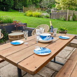 Ashford Blake Rustic Outdoor Picnic Table With Fixed Benches - thumbnail 6