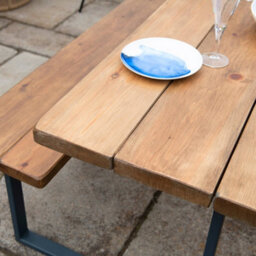 Ashford Blake Rustic Outdoor Picnic Table With Fixed Benches - thumbnail 7