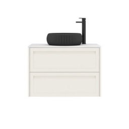 Royal Bathrooms Royal Bathroom Elmore 800mm Classic White Wall Mounted Countertop Bathroom Vanity Unit 2 Drawer With Milan Black Basin - thumbnail 7
