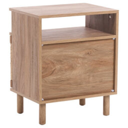 Wyld And Coco Novahome Boho Bedside Table With Paper Rope Detail And Pinewood Legs, Compact Rectangular Design (W49 X D36 X H54Cm) - thumbnail 6