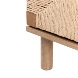 Wyld And Coco Novahome Boho Bedside Table With Paper Rope Detail And Pinewood Legs, Compact Rectangular Design (W49 X D36 X H54Cm) - thumbnail 7