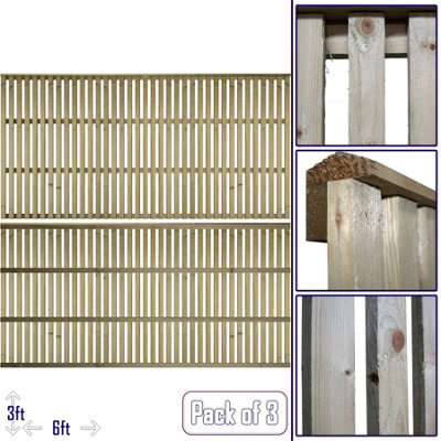 Premier Garden Supplies Premier Tuscany Wooden Trellis Panel 6Ft X 3Ft (3 Pack) Vertical Slatted Decorative Fencing Topper For Climbing Plant Support - image 1