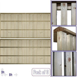 Premier Garden Supplies Premier Tuscany Wooden Trellis Panel 6Ft X 3Ft (3 Pack) Vertical Slatted Decorative Fencing Topper For Climbing Plant Support