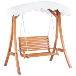 Beliani Patio Swing Andria Larch Wood Brown - thumbnail 1