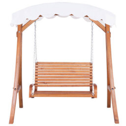 Beliani Patio Swing Andria Larch Wood Brown - thumbnail 4