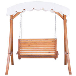 Beliani Patio Swing Andria Larch Wood Brown - thumbnail 5