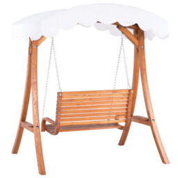Beliani Patio Swing Andria Larch Wood Brown - thumbnail 6