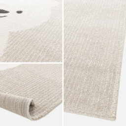 Sweeek - 120X170Cm Children's Rug Beige / Cream Little Teddy Bear Short Pile Very Soft Curly Rug - thumbnail 2