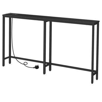 Console Sofa Hallway Table With Charging Station Black 160X15X80Cm - image 1