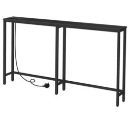 Console Sofa Hallway Table With Charging Station Black 160X15X80Cm - thumbnail 1