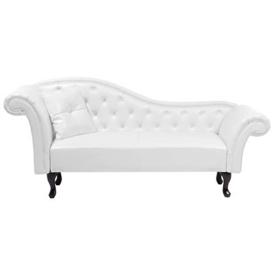 Beliani Left-Hand Chaise Longue Lattes Faux Leather White - image 1