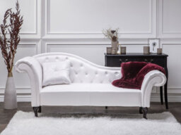 Beliani Left-Hand Chaise Longue Lattes Faux Leather White - thumbnail 2