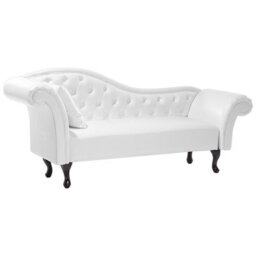 Beliani Left-Hand Chaise Longue Lattes Faux Leather White - thumbnail 5