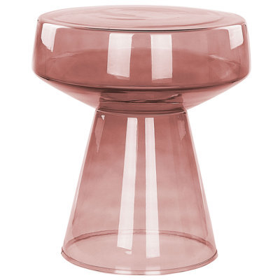 Beliani Side Table Laguna Glass Red - image 1