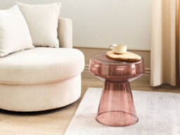 Beliani  Side Table Laguna Glass Red - thumbnail 2