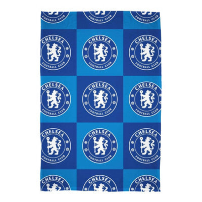 Chelsea Fc Polyester Checkered Fleece Blanket Blue/white (150Cm X 100Cm) - image 1