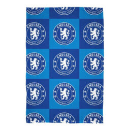 Chelsea Fc Polyester Checkered Fleece Blanket Blue/white (150Cm X 100Cm)