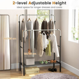 Costway Metal Clothes Hanging Garment Rack Height Adjustable Clothing Rack With 2 Rods - thumbnail 6