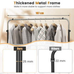 Costway Metal Clothes Hanging Garment Rack Height Adjustable Clothing Rack With 2 Rods - thumbnail 7